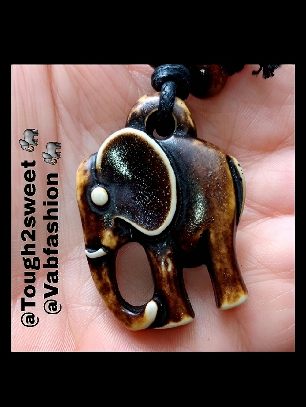 🆕️ARTISAN CARVED RESIN HIGHLY DETAILED ADJUSTABLE ELEPHANT NECKLACE(EL11)